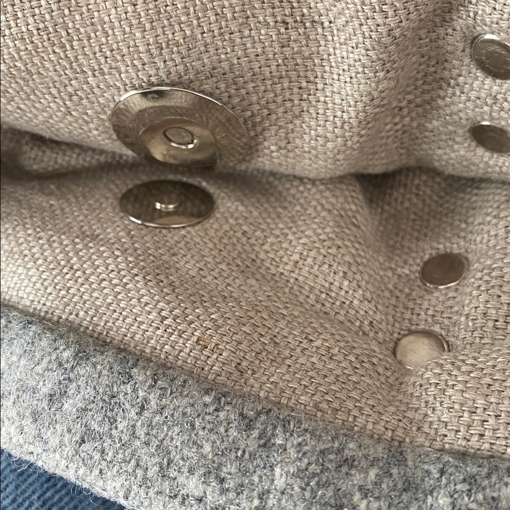 Handmade Wool & Linen Mercantile Artisan Leather Strap large Purse Tote - Picture 15 of 17